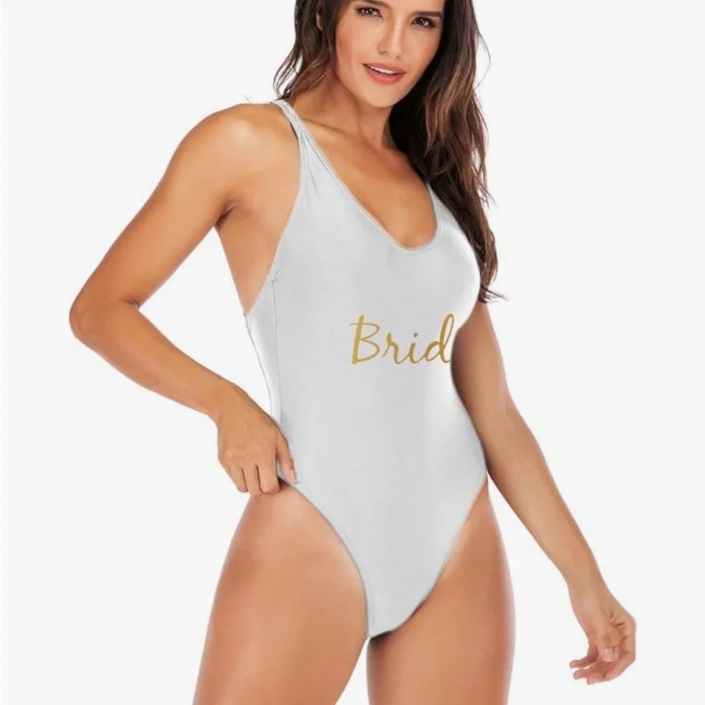 Chic White Bride One-Piece Swimsuit